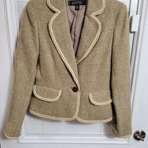 Kasper Petite Blazer Jacket Women Size 4P Lined Long Sleeve Beigeish